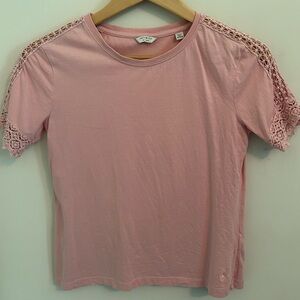 Jack Wills Pink Eyelet Short Sleeve Top